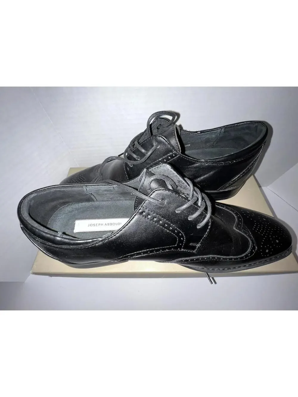 Joseph Abound Men's Black Leather Wingtip Lace-Up Oxford Dress Shoes Size 10 D